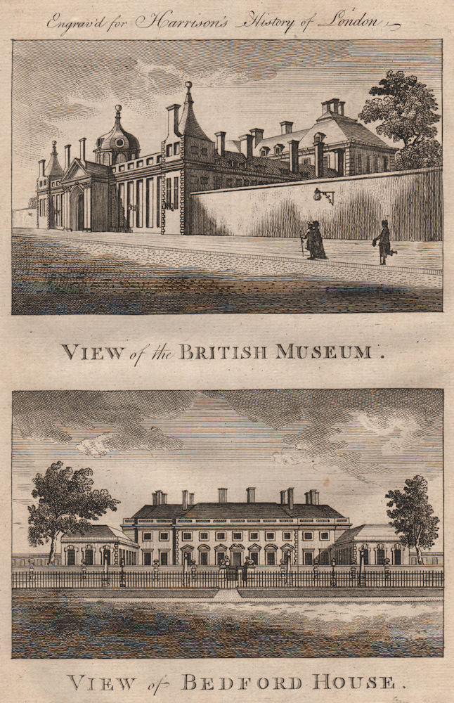 BLOOMSBURY The British Museum (Montagu House) & Bedford House. HARRISON 1775